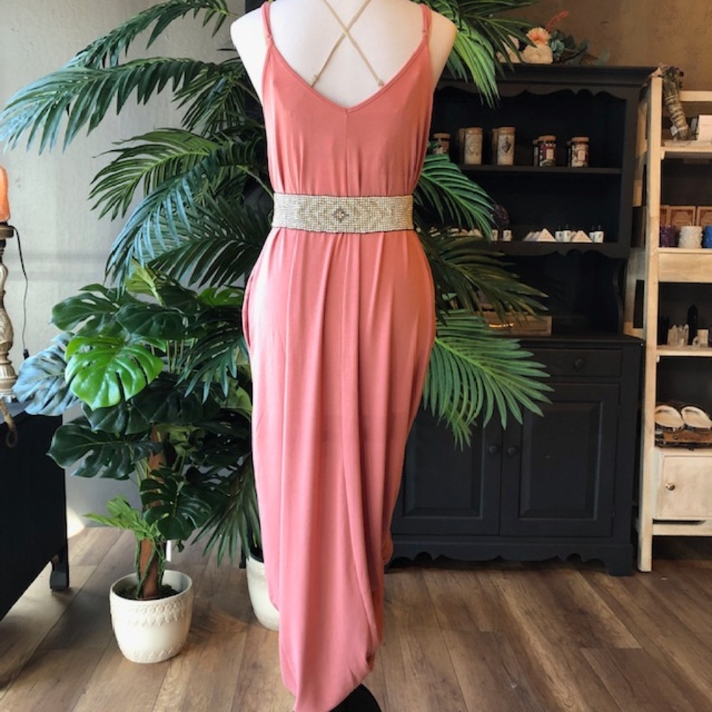 PINK SOLID MAXI DRESS - Picture 3 of 4